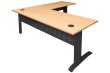 rapid span leg straight desk and return, with 25 mm thick tops in beech melamine, over a black metal frame, creating a corner desk, size 1800 x 1800 x 700